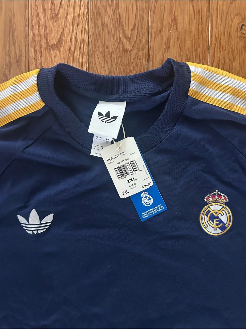 Real Madrid OG Adidas T-Shirt Size 2XL NEW